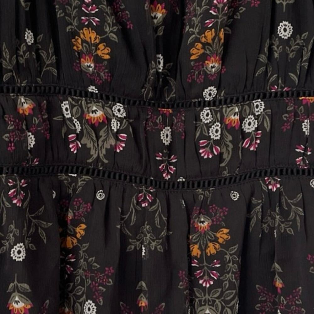 Old Navy Black Floral Cami Womens Size S Ruffle Cutouts Feminine Layer Coquette - Picture 3 of 15